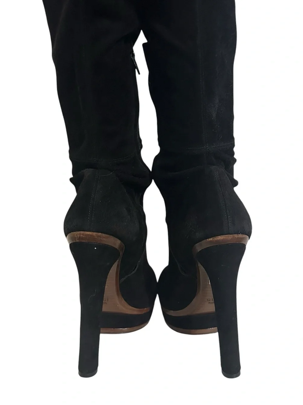 GUCCI Alonya Black Suede OTK Platform Heeled Boots